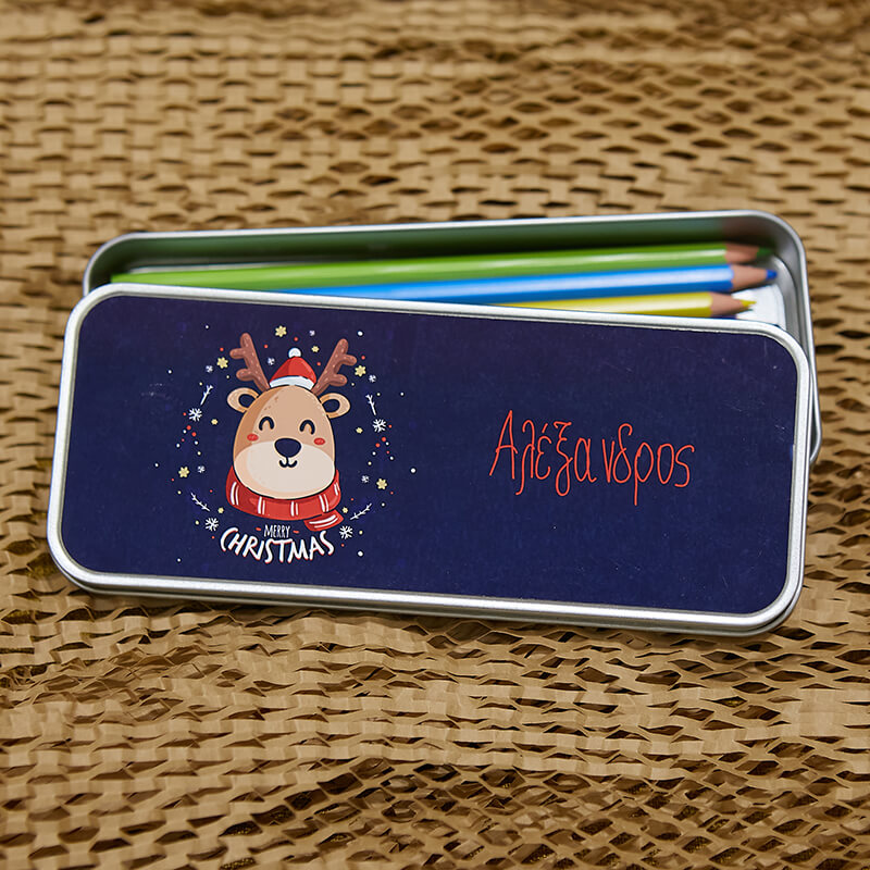 Χριστουγεννιάτικη μεταλλική κασετίνα γραφικής ύλης
