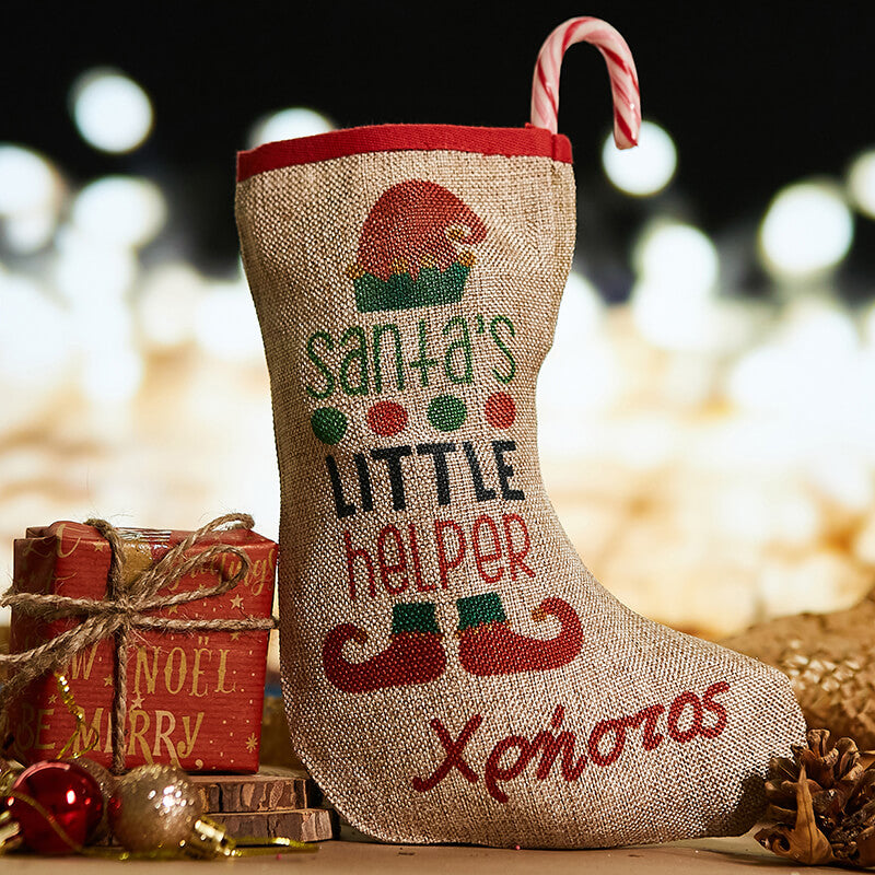 Χριστουγεννιάτικη λινή μπότα του Αη-Βασίλη