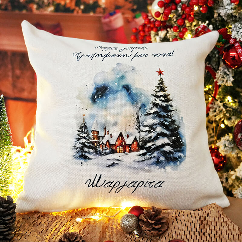 Χριστουγεννιάτικο μαξιλάρι με όμορφη εκτύπωση