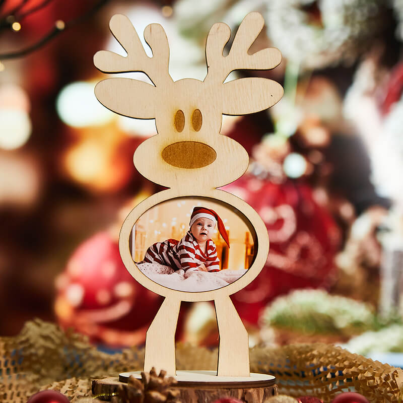 Χριστουγεννιάτικος επιτραπέζιος Ρούντολφ με φωτογραφία μωρού