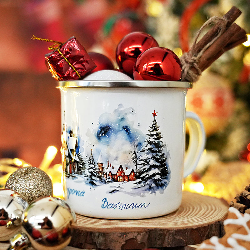 Κούπα Εμαγιέ με εκτύπωση χριστουγεννιάτικη
