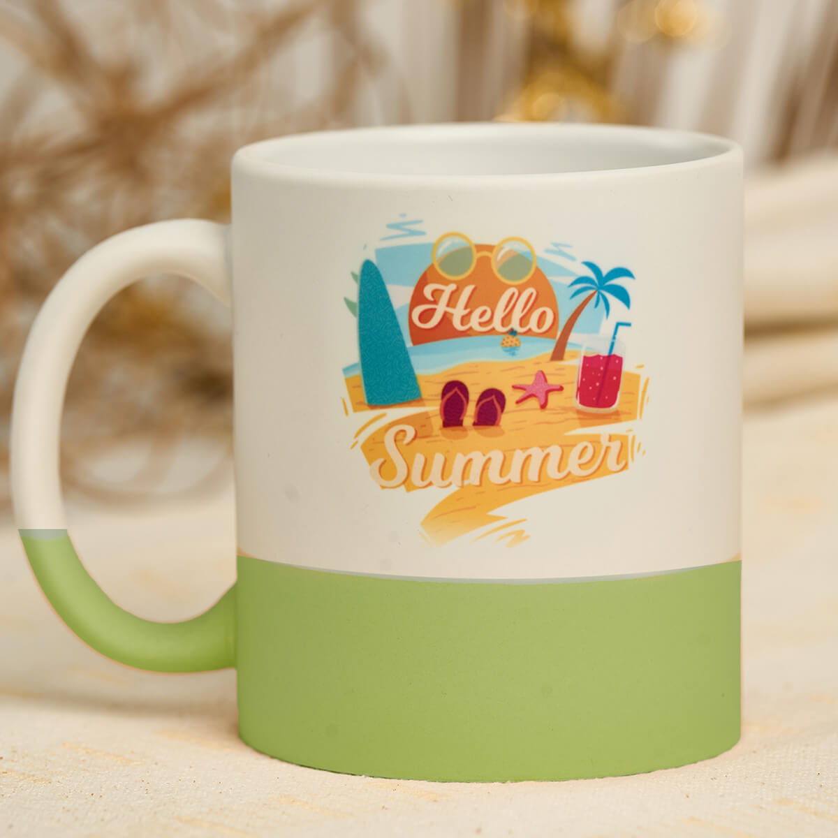 Κούπα δίχρωμη με πράσινο και εκτύπωση