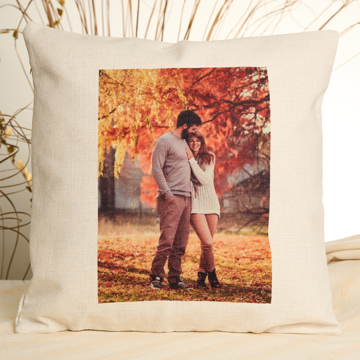 Μαξιλάρι λινό με εκτύπωση ζευγαριού