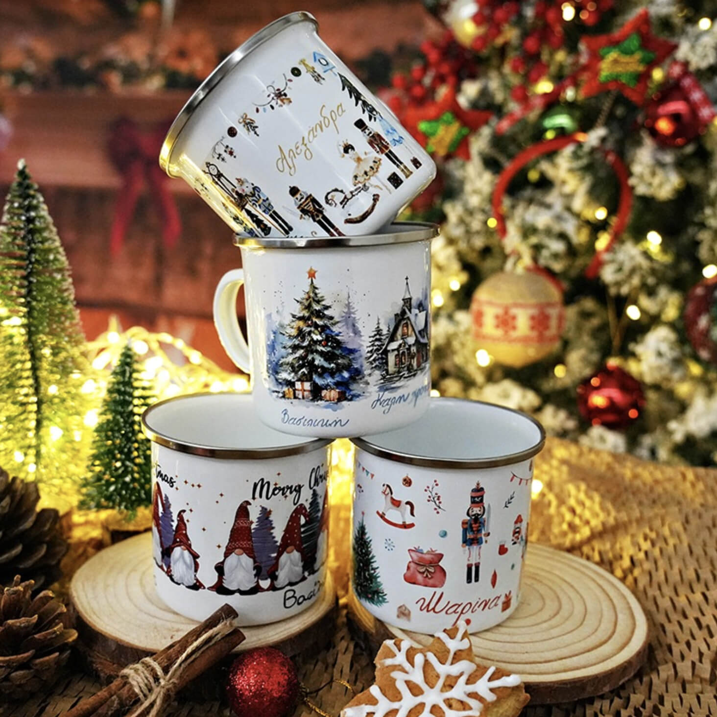 Χριστουγεννιάτικη κούπα εμαγιέ fully customized