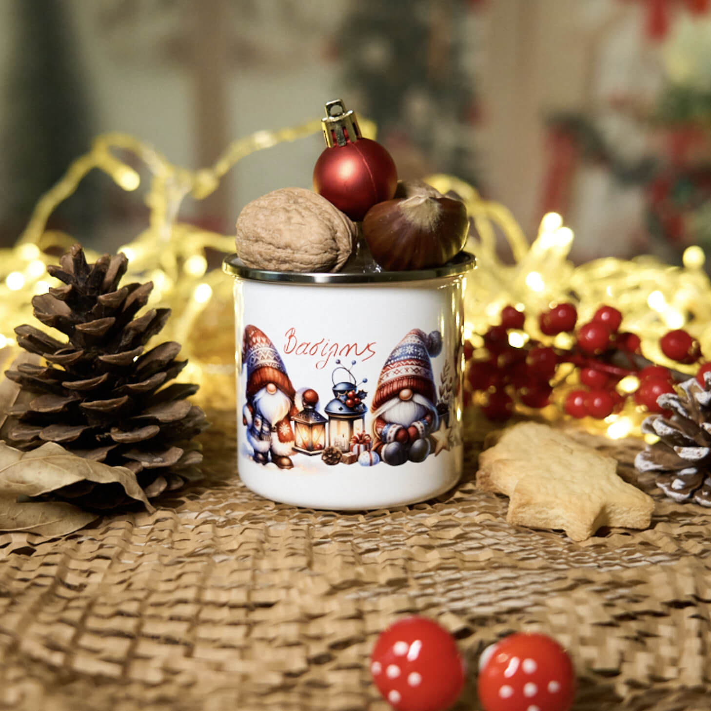 Christmas enamel mug with your name 🎄 Design 2