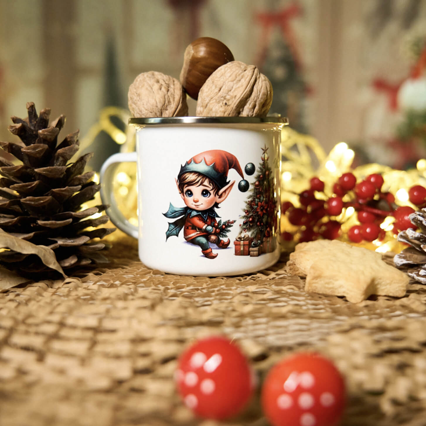 Christmas enamel mug with your name 🎄 Design 5