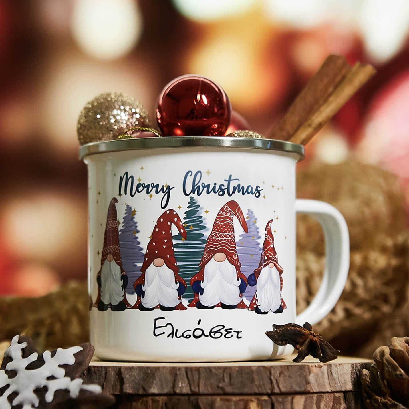 Christmas enamel mug with your name 🎄 Design 4